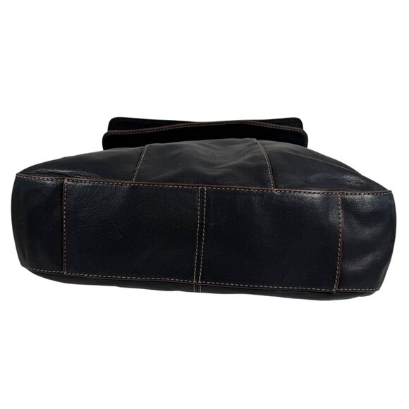 VTG ETIENNE AIGNER Black Leather Double Flap Fold Top Buckle Straps Shoulder Bag - Picture 7 of 15